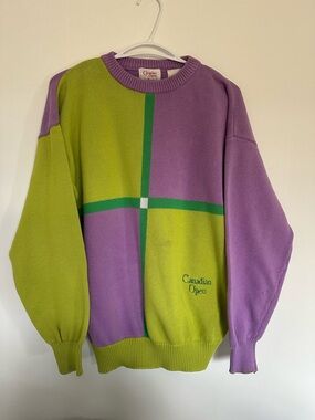 Vintage Canadian Open Colorblock Knit Sweater